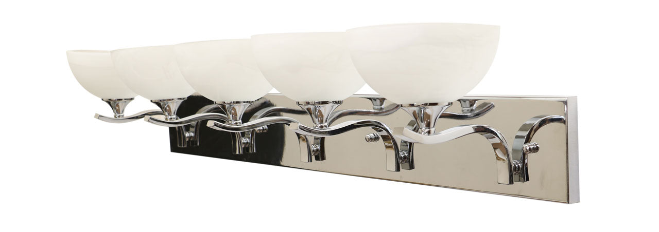 Eurolux chrome contemporary vanity lights set of five lights side view